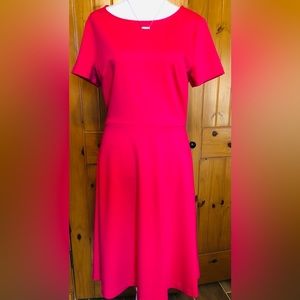 Talbots sz 8 pink stretch knit, fit and flare dress mid length women's